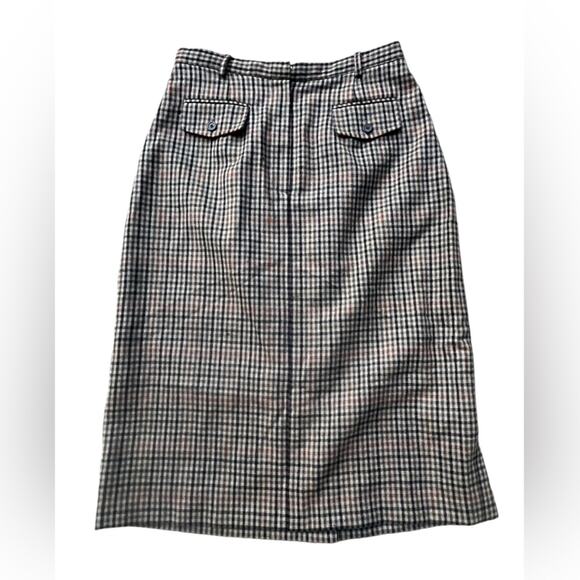 Vtg 90s Plaid Wool Pocket Equestrian English Office Preppy Skirt 10 Heritage - Picture 2 of 6